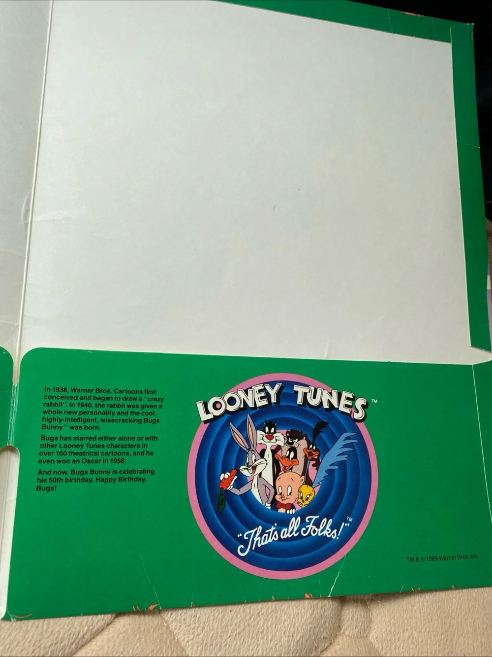Looney Tunes Bugs‎ Bunny Mead Folder Portfolio Vintage 1989